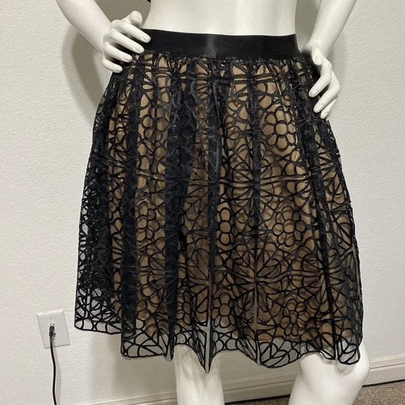 Bebe NEW Whimsigoth Black Nude Mesh Overlay Fairygoth Layered Skirt M - Picture 2 of 12